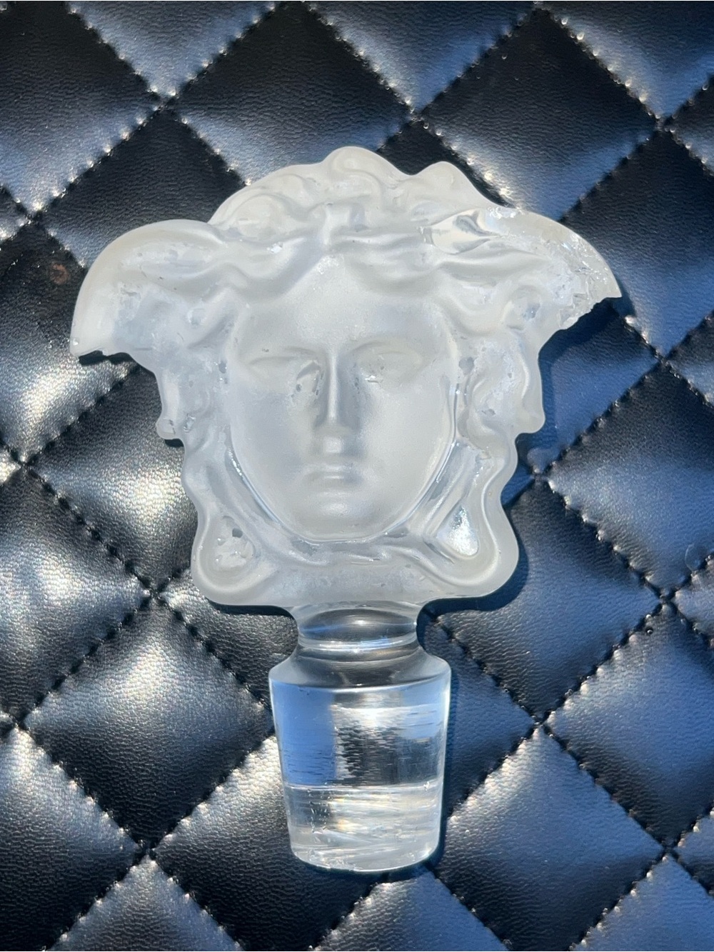 Versace Clear Glass Medusa Bottle Stopper.
